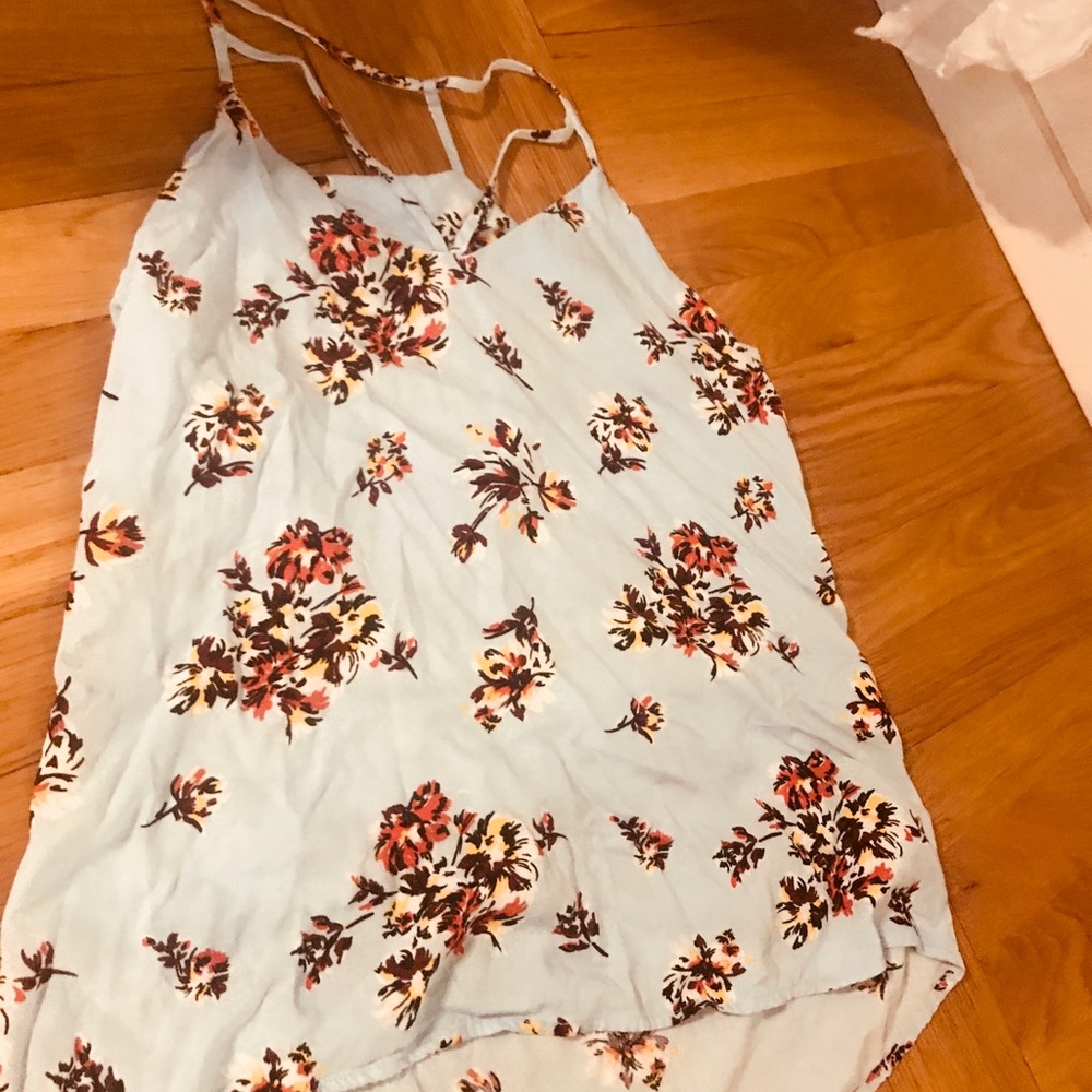 Cris cross front floral tank top